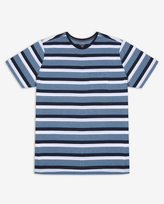 Camiseta de malha listrada plus size - Multicolor