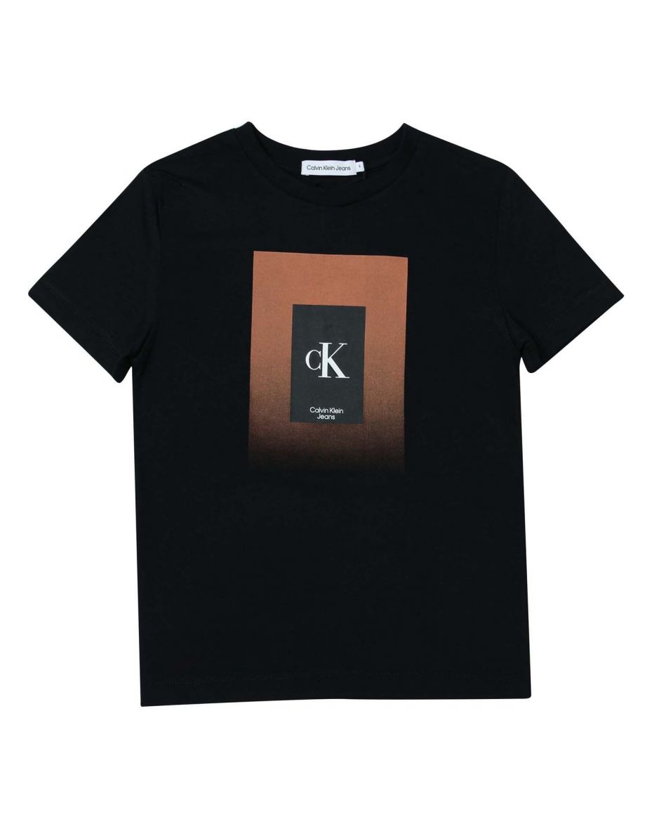 Maglietta Calvin Klein in cotone organico da bambino in nero