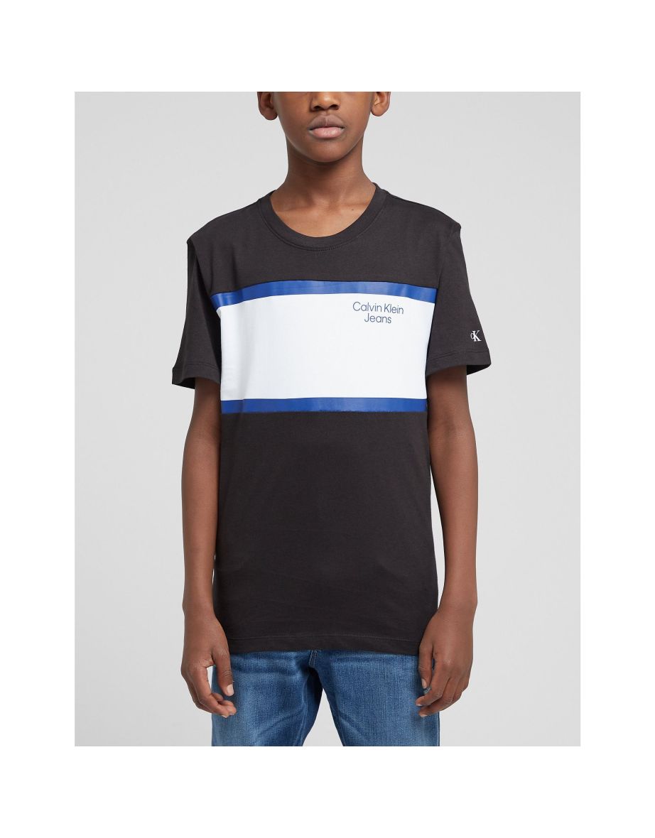 Maglietta Calvin Klein Boys' Junior Stack Block - Nero