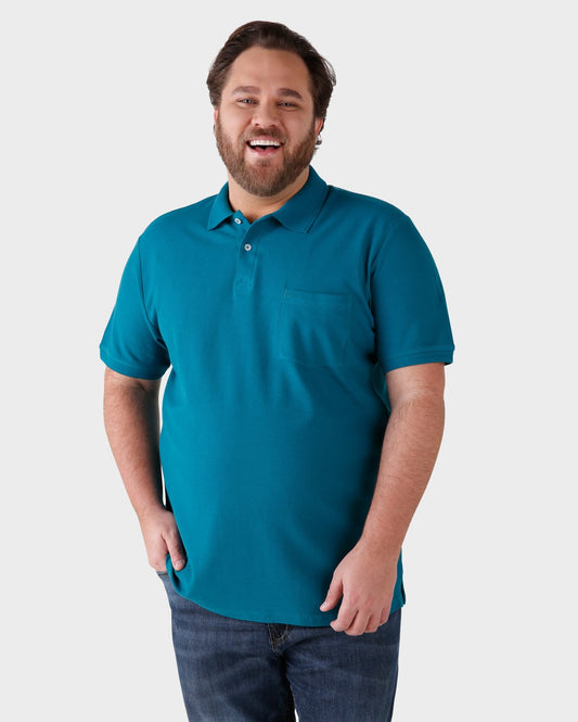 Polo Basic Plus Size con taschino - Blu petrolio