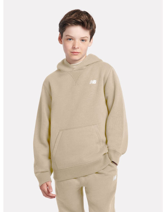 Felpa con cappuccio beige da ragazzo con logo piccolo