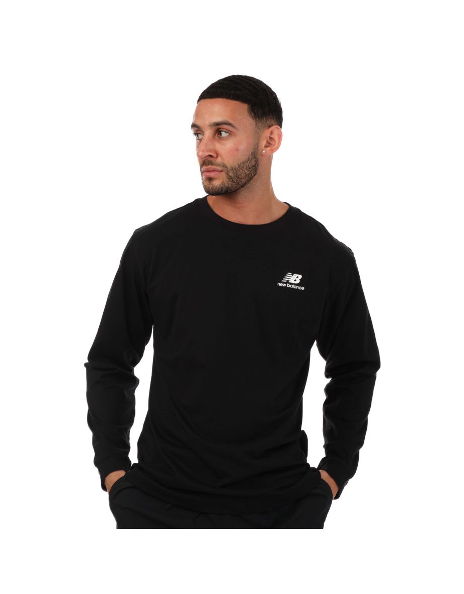 Camiseta masculina New Balance Black Graphic Collage de manga longa