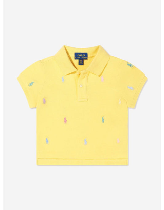 Polo recortado con logotipo para niña