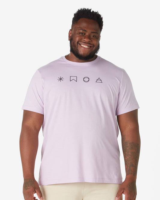 Men's Plus Size Short Sleeve T-Shirt with Lilac Symbols - Allman by Riachuelo