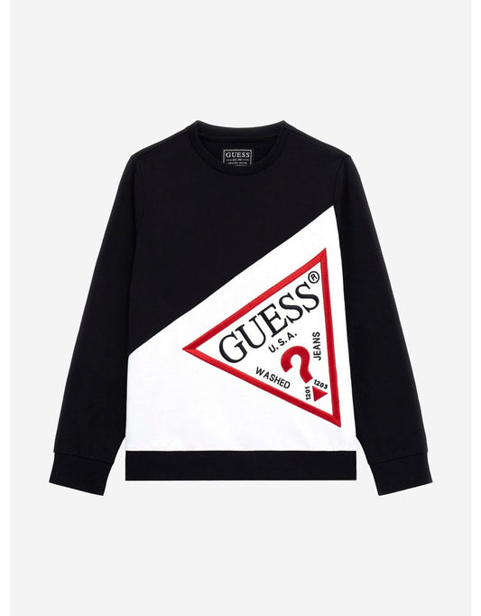 Felpa con logo nero da ragazzo