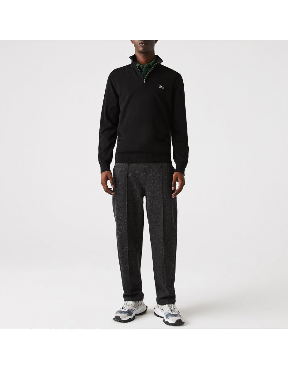 Embroidered Logo Cotton Sweater with Half-Zip