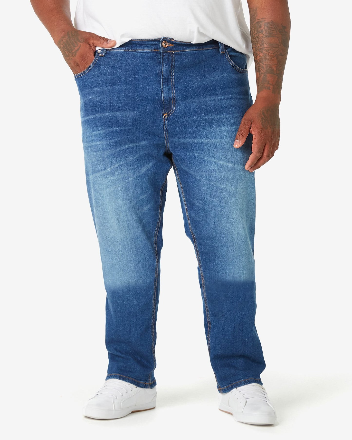 Calça jeans masculina Plus Size Slim Medium Denim da Allman para Riachuelo