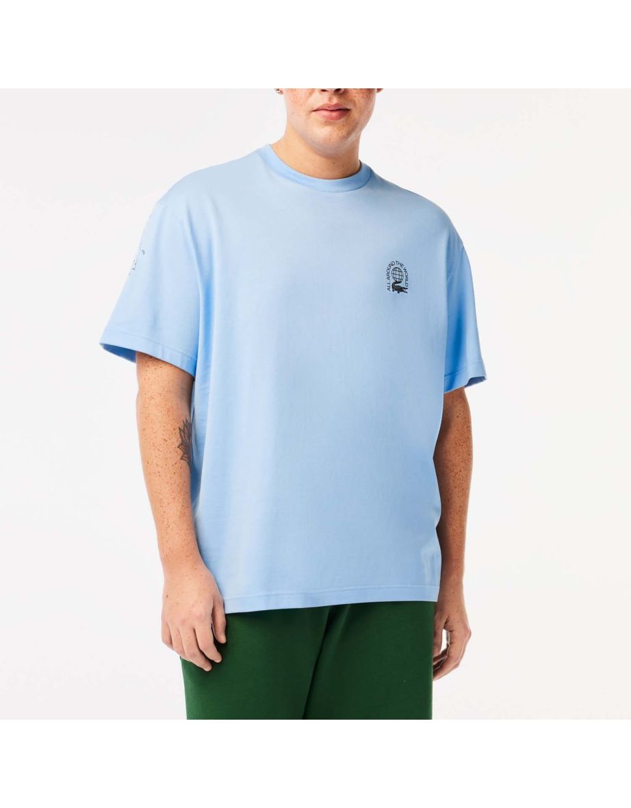 Camiseta masculina Lacoste Relaxed Fit Organic Cotton Jersey - Azul