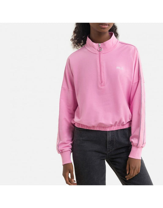 Felpa in cotone con mezza zip