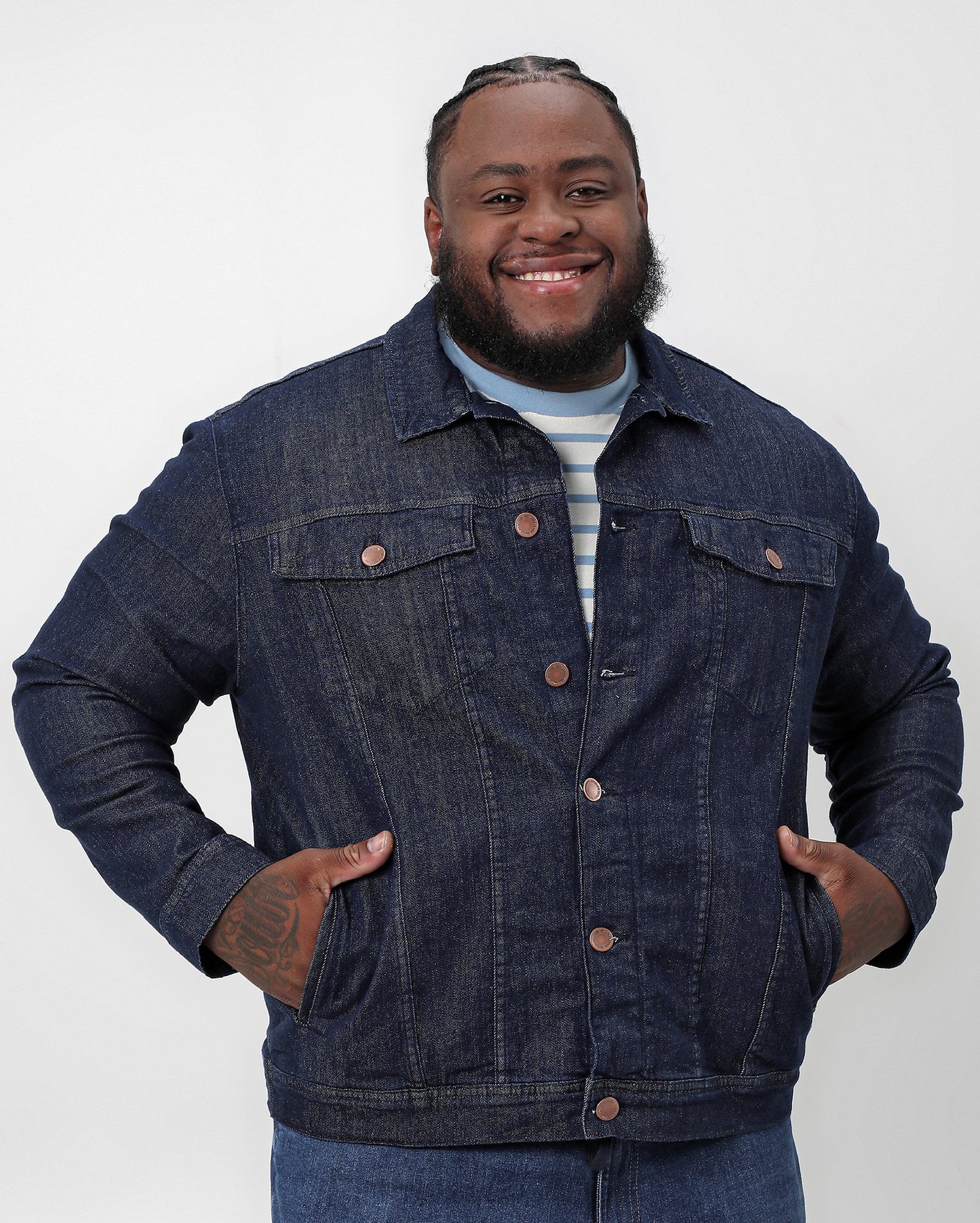 Jaqueta masculina de brim escuro de tamanho grande para caminhoneiros Original Plus da Riachuelo