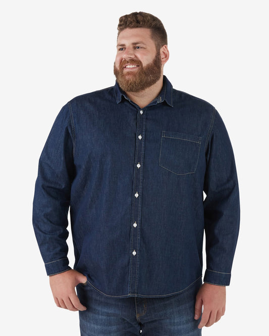 Camicia uomo Plus Size Basic Denim Scuro