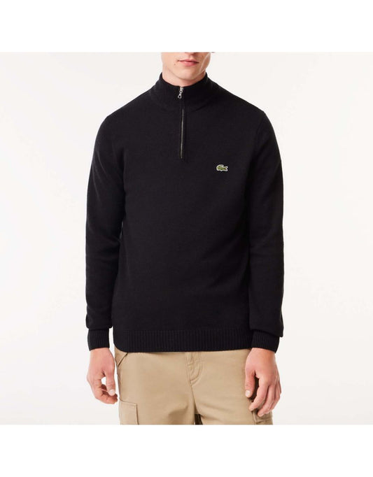 Suéter masculino Lacoste de lã preta para caminhoneiros