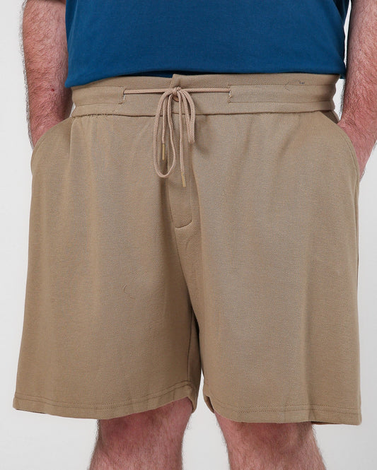 Pantaloncini da uomo Plus Size Vita Elastica Beige | Allman By Riachuelo