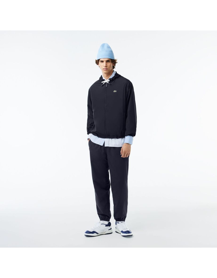 Jaqueta esportiva Lacoste masculina com capuz removível em azul