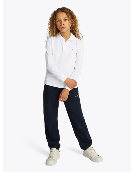 Camisa polo branca de manga longa para meninos