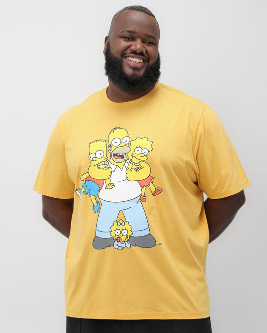 Maglietta plus size da uomo gialla con Homer e la sua famiglia - Fox The Simpsons