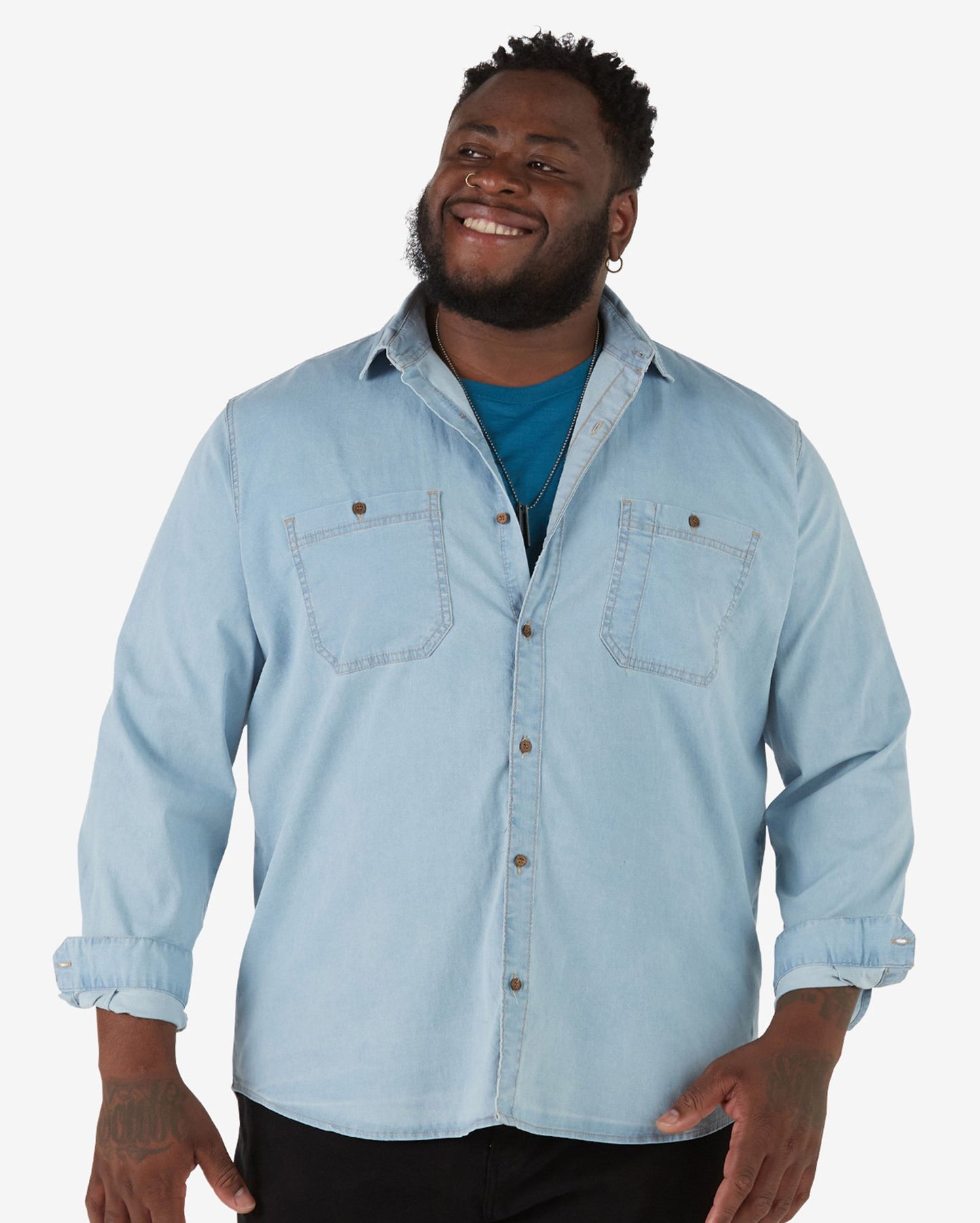Camicia uomo plus size in denim chiaro