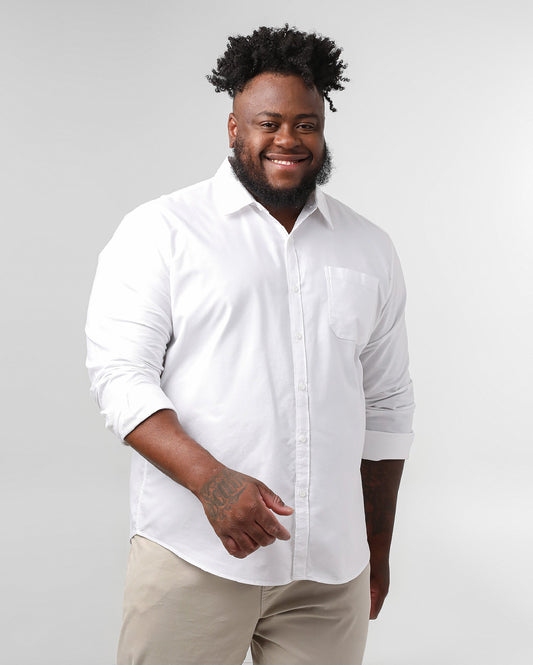 Camisa Masculina Plus Size de Manga Longa - Branca | Original Plus By Riachuelo