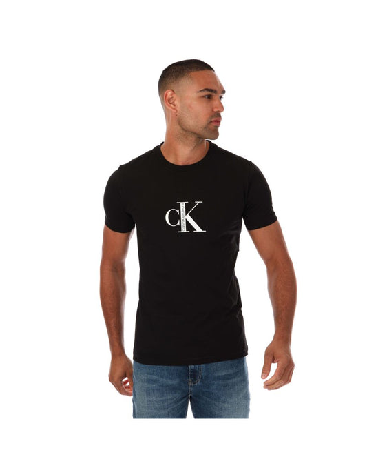 Camiseta masculina com logotipo da Calvin Klein Jeans em algodão orgânico preto