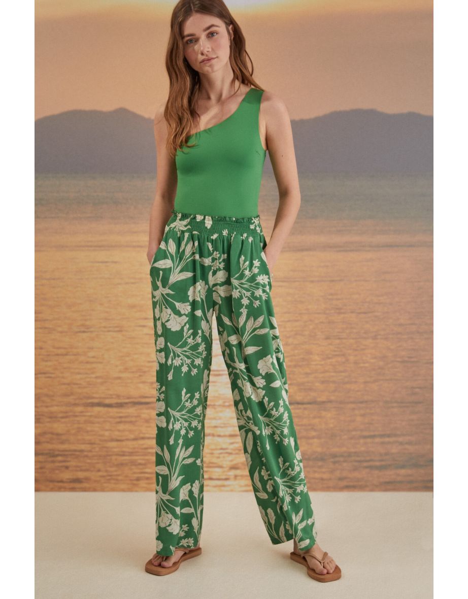 Pantaloni lunghi stampati verdi