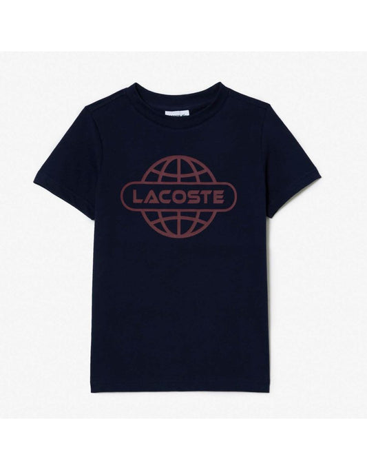 Lacoste Juniors Boys' Blue Cotton Jersey T-Shirt with Planet Print