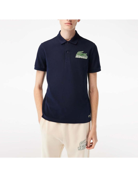 Polo Lacoste blu a maniche corte da uomo