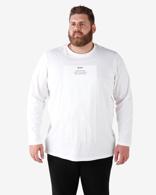Camiseta de manga longa plus size - Branca