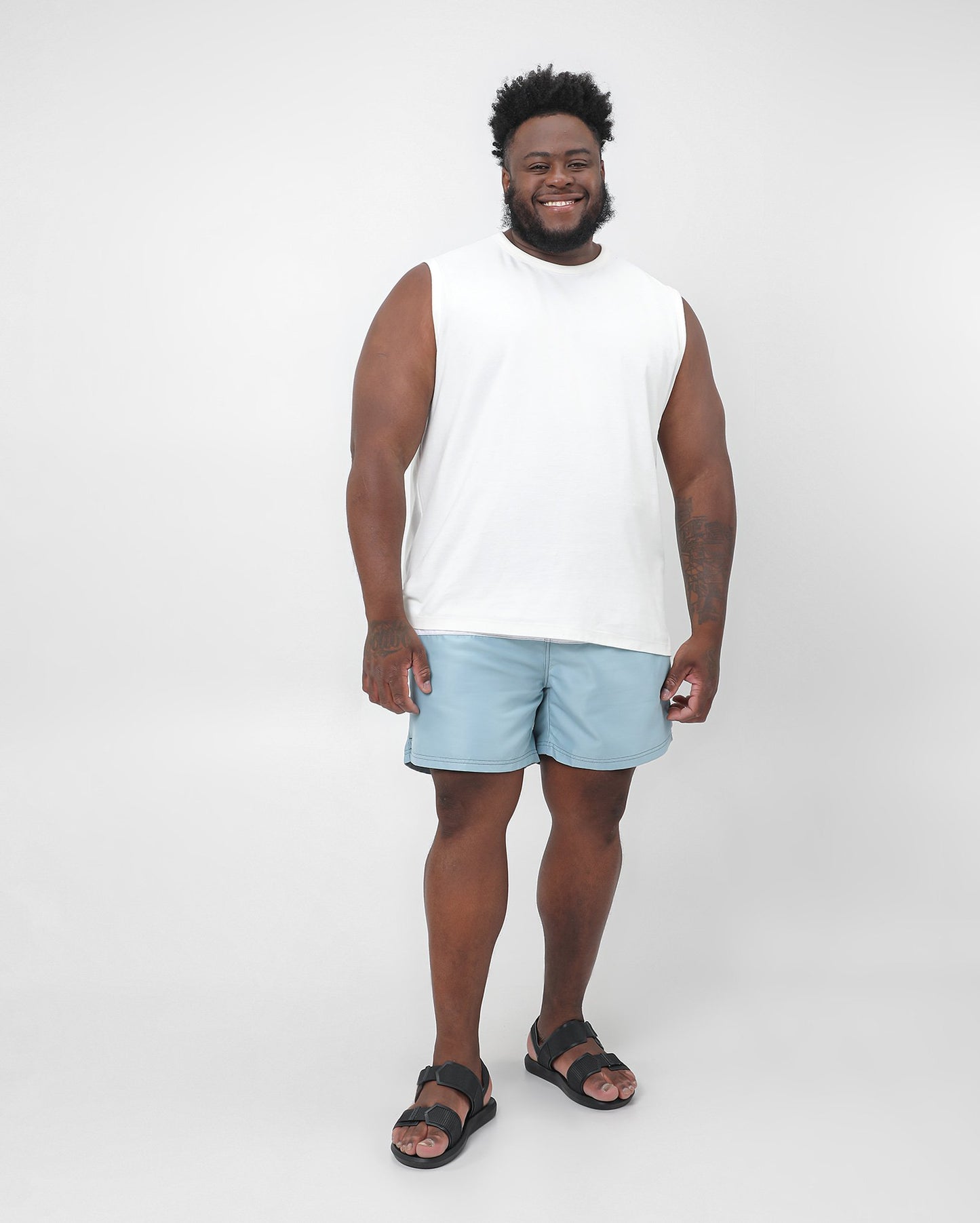 Men's Plus Size Color Block Bermuda Shorts in Baby Blue - Original Plus by Riachuelo