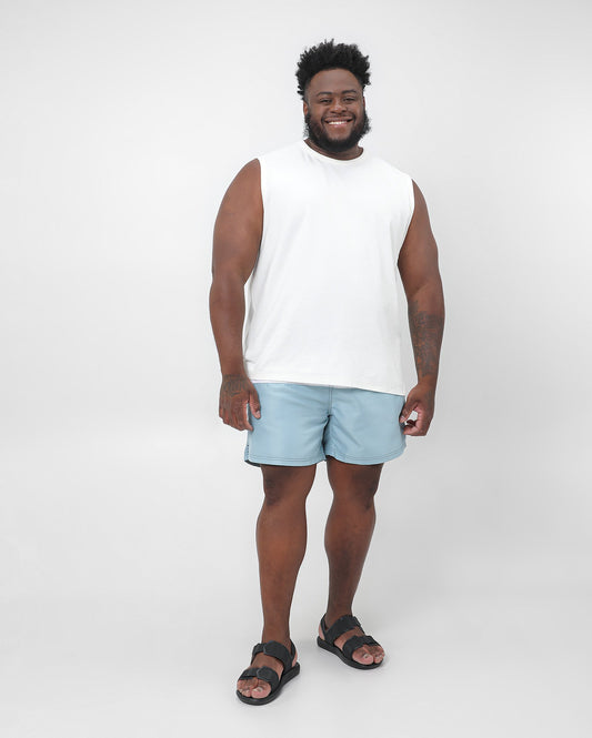 Shorts masculinos plus size com estampa de blocos coloridos em azul - Original Plus by Riachuelo