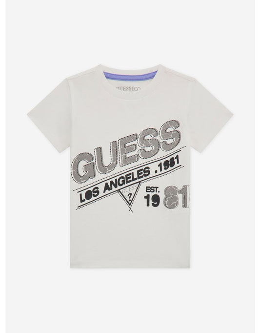 Maglietta con logo Guess da ragazzo in bianco