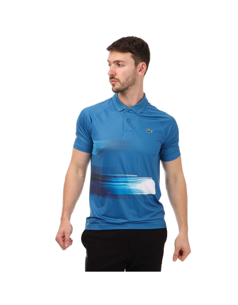 Polo Lacoste SPORT Uomo Novak Djokovic Print Stretch - Blu