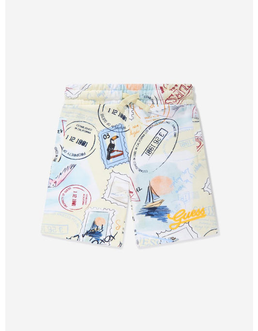 Shorts Multicolorido para Meninos com Selos Postais