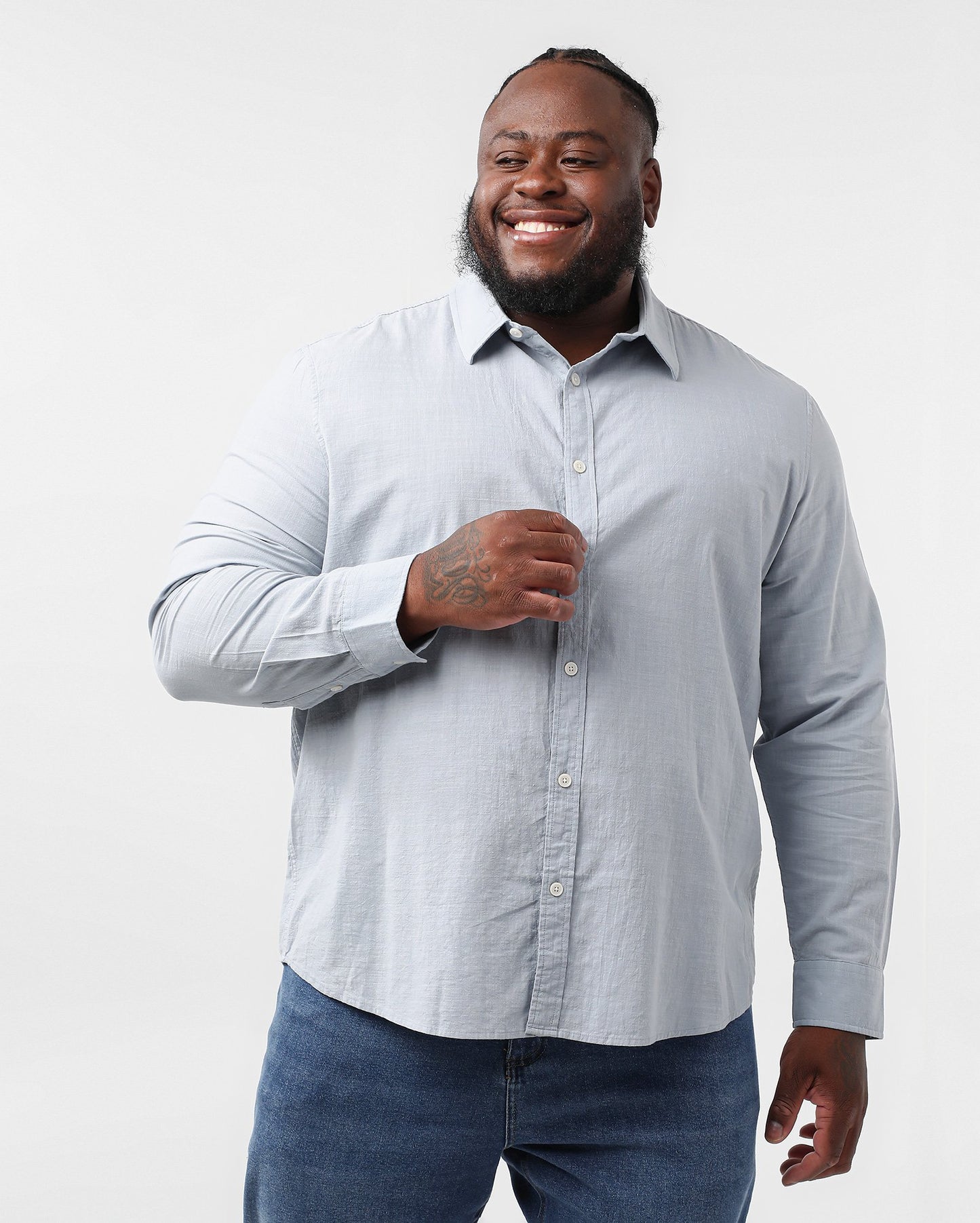 Camisa Masculina Plus Size de Manga Longa - Azul Claro | Original Plus By Riachuelo