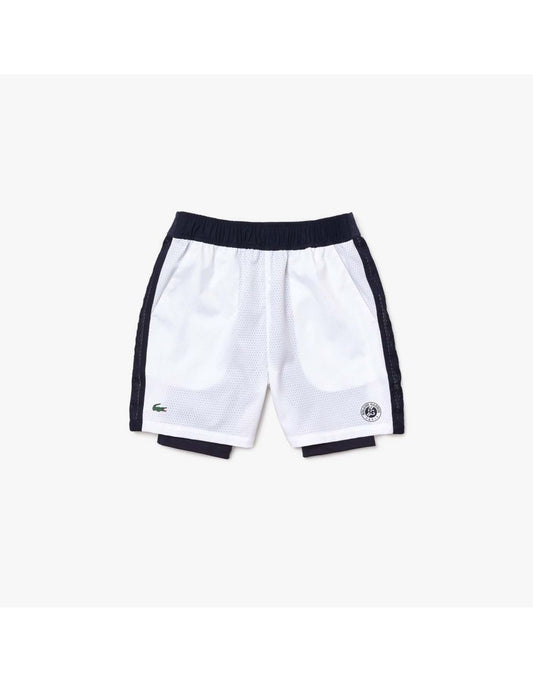 Pantaloncini leggeri e traspiranti Lacoste Roland Garros da uomo in bianco
