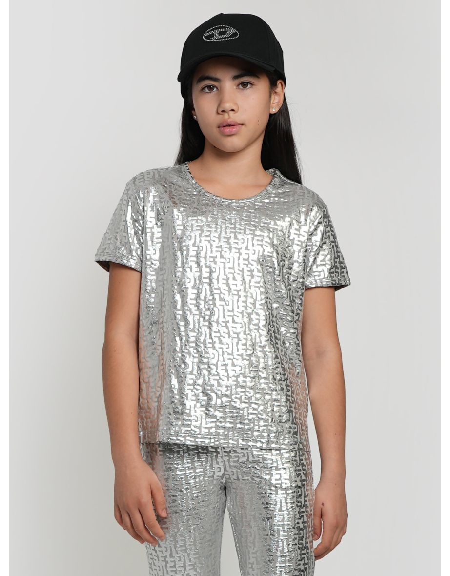 Camiseta de marca Diesel para niña en plata