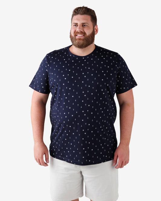 Camiseta de manga curta plus size - azul-marinho