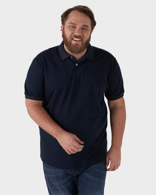 Polo Legacy da uomo taglie forti in maglia blu tradizionale | Pool Basics