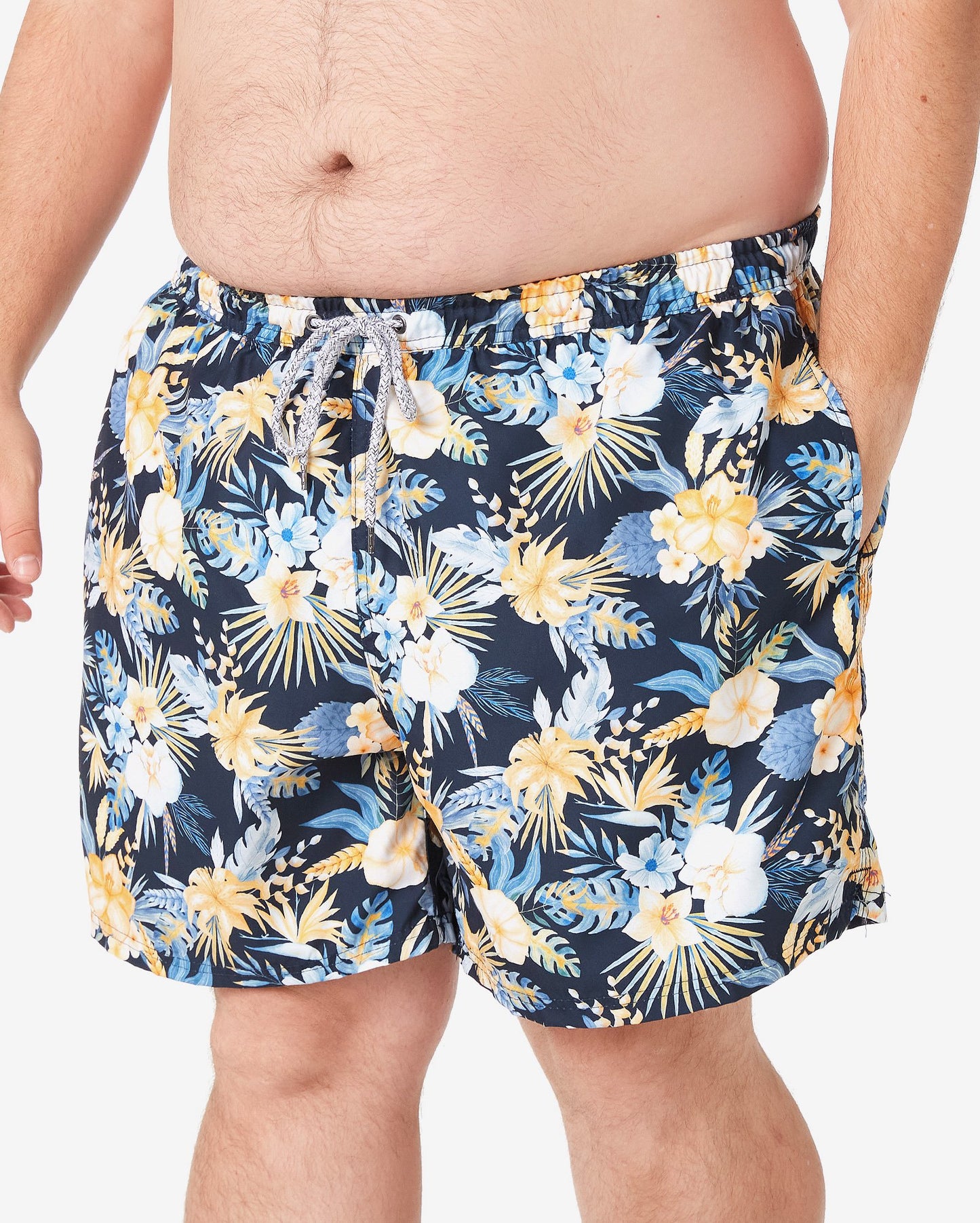 Calção de banho masculino plus size azul-marinho com estampa floral da Allman - Riachuelo