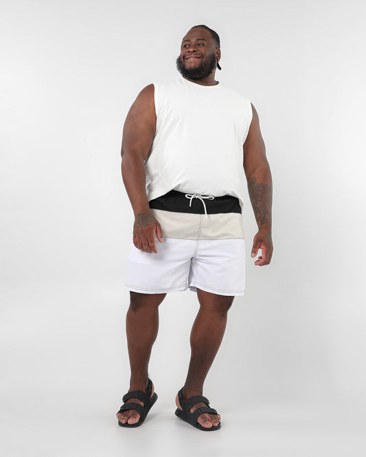Shorts de tactel listrado multicolorido plus size masculino - Branco | Original Plus da Riachuelo