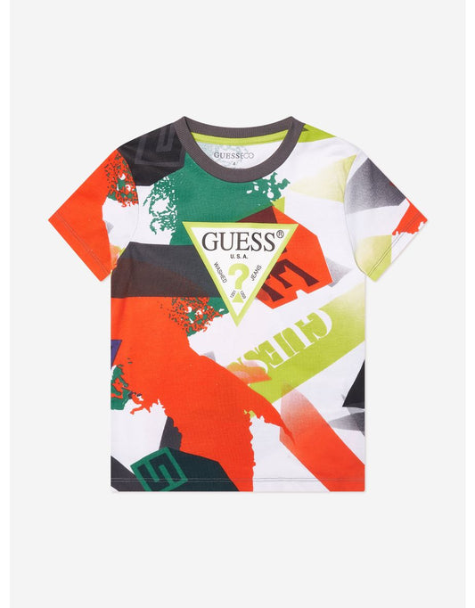 Boys' Multicolored Geometric Print T-Shirt