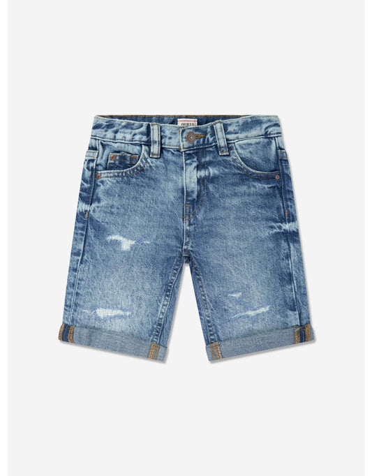 Shorts de linho em jeans azul para meninos