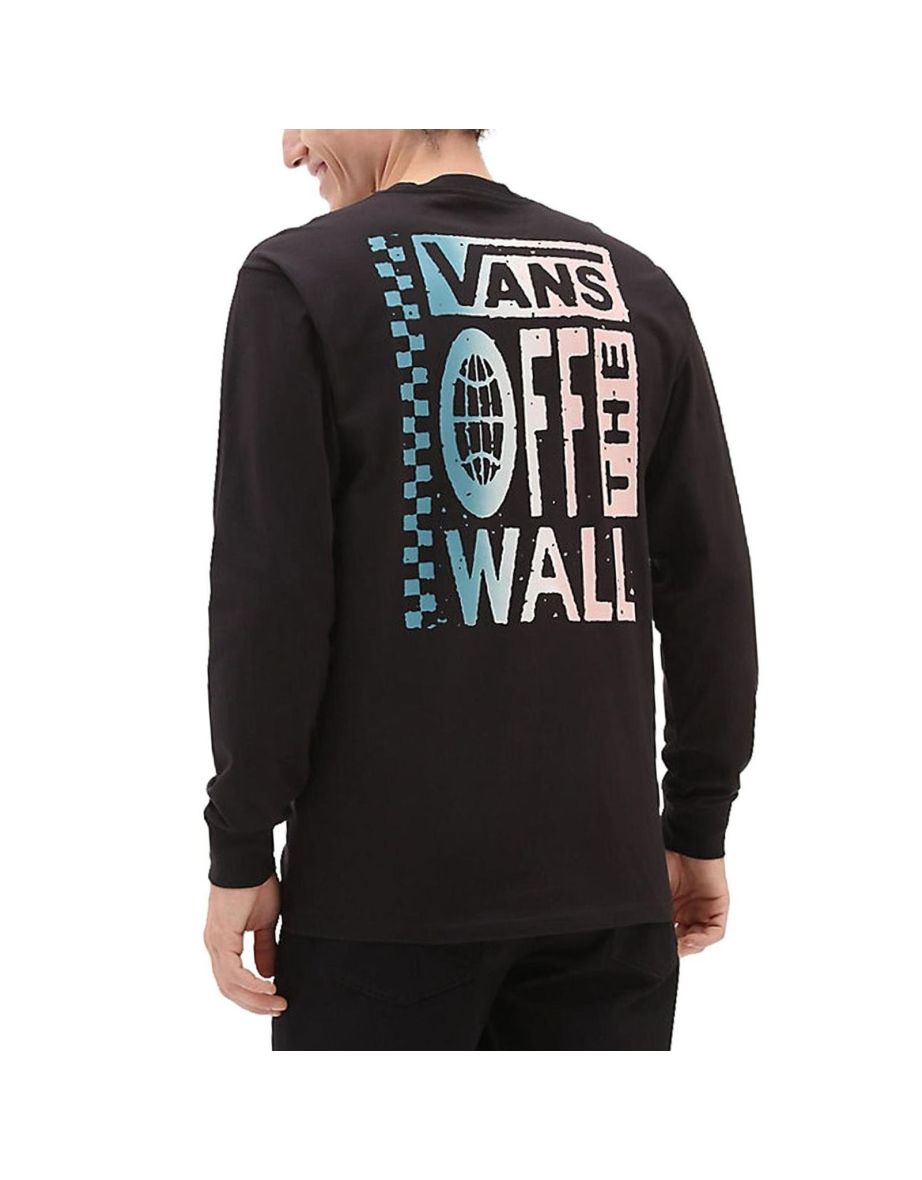 Maglietta in cotone a girocollo a manica lunga Global Stack da uomo di Vans