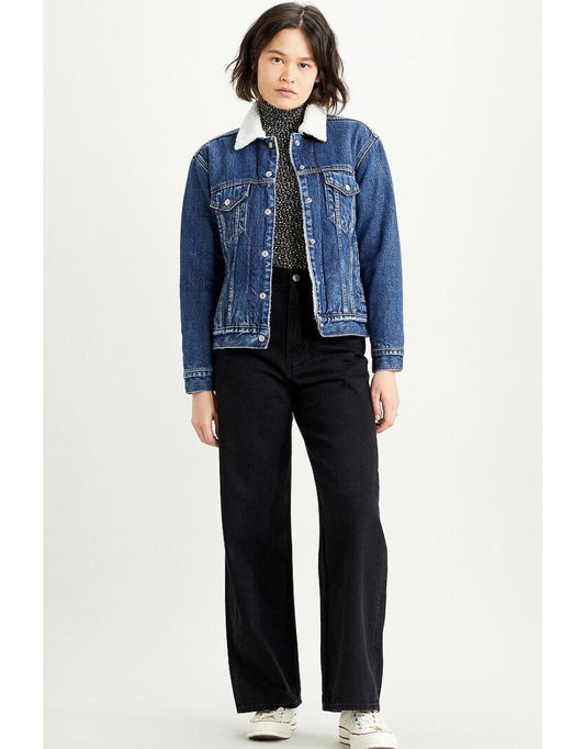 Giacca trucker in denim Sherpa con fodera in finto shearling