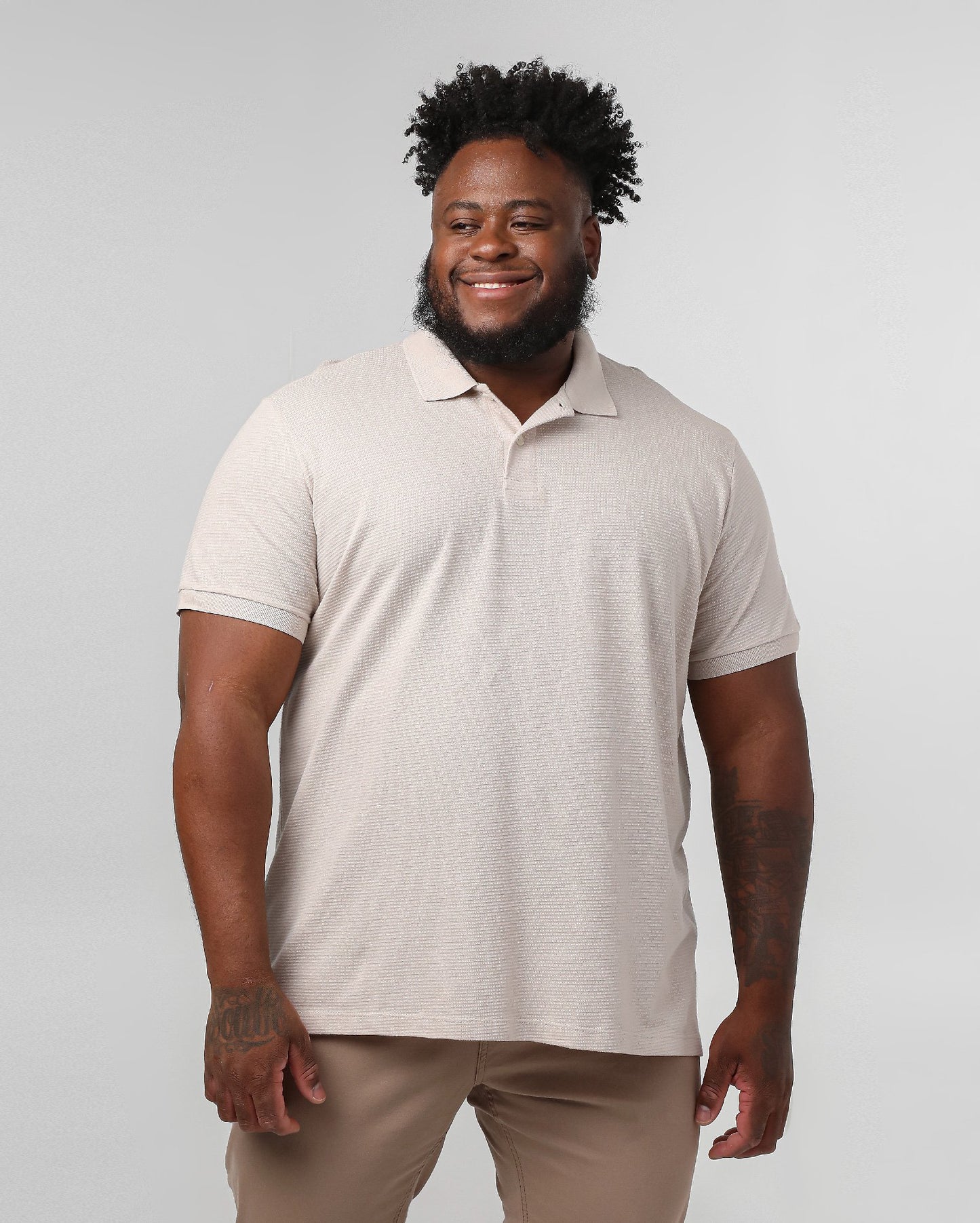 Polo Piquet Hombre Talla Grande Regular Fit - Beige Claro | Original Plus by Riachuelo