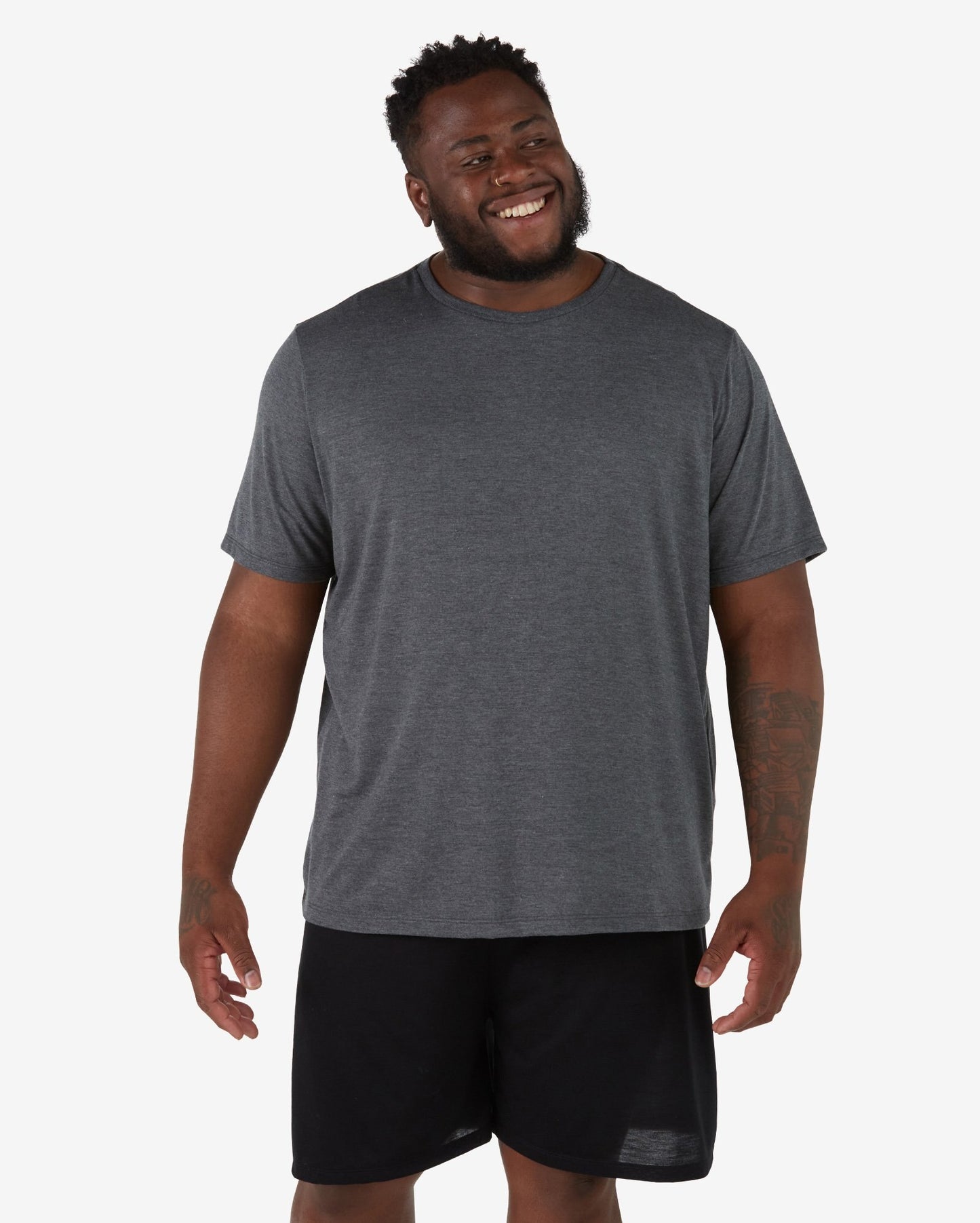 Set pigiama uomo Plus Size a maniche corte tinta unita grigio antracite