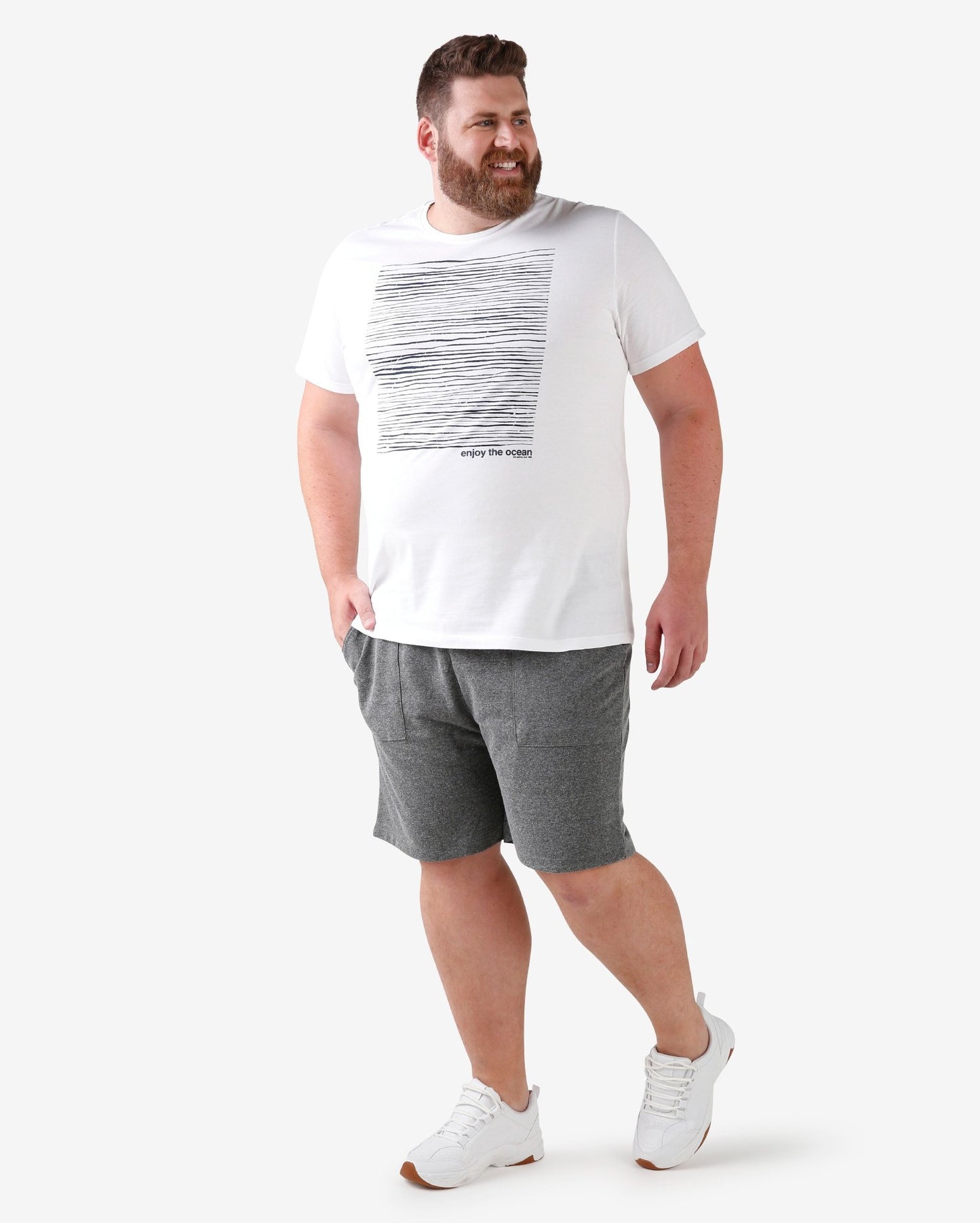 Plus Size Knit Bermuda Shorts - Charcoal Gray