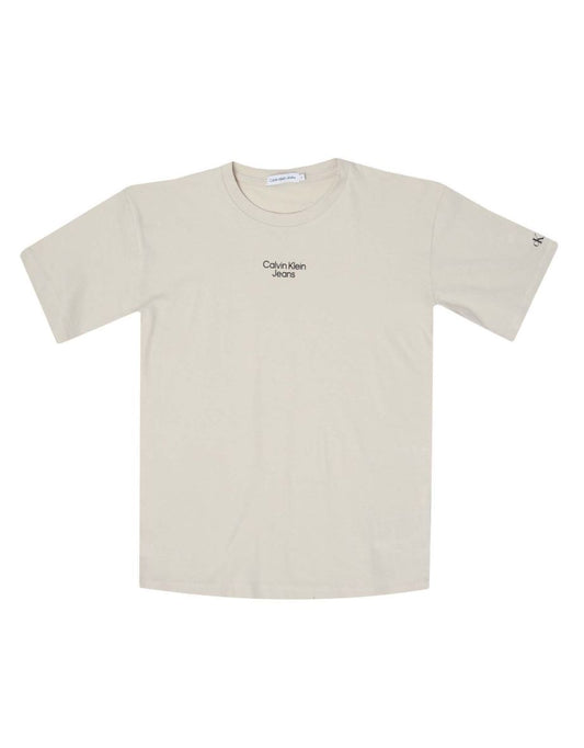 Maglietta Calvin Klein Logo Relaxed da bambino in crema