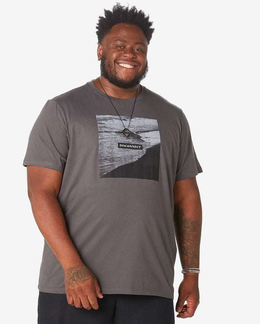 Camiseta masculina de manga curta "Disconnect" cinza plus size da Allman para Riachuelo