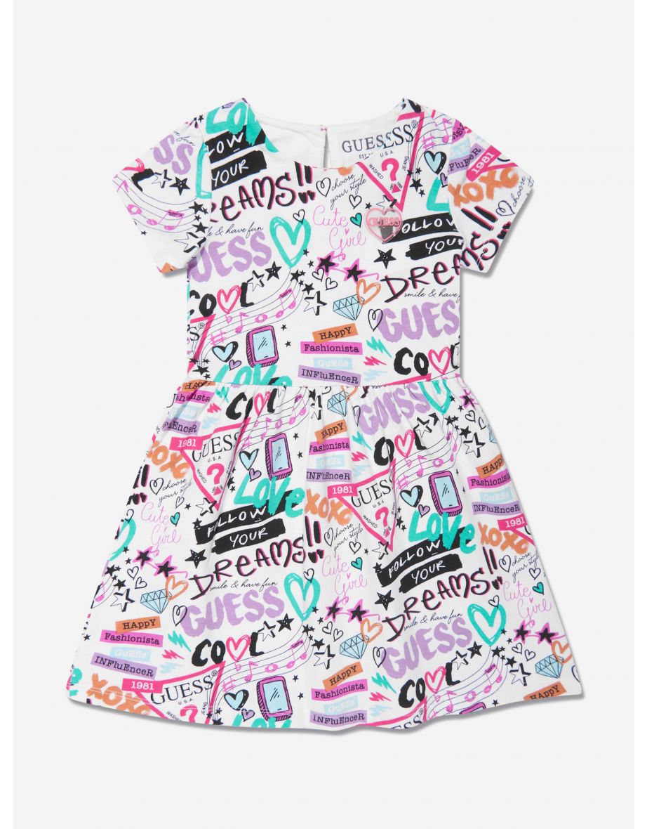 Vestido Graffiti Print Branco para Meninas