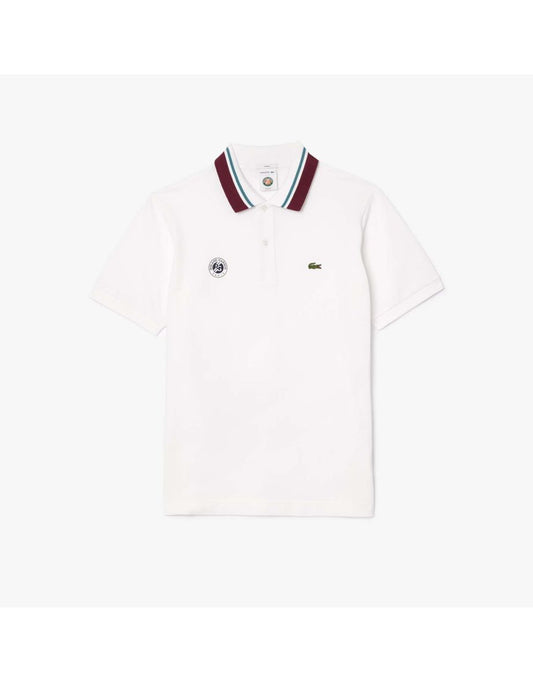 Camisa polo masculina Lacoste Roland-Garros Sport Edition Umpire - Branco